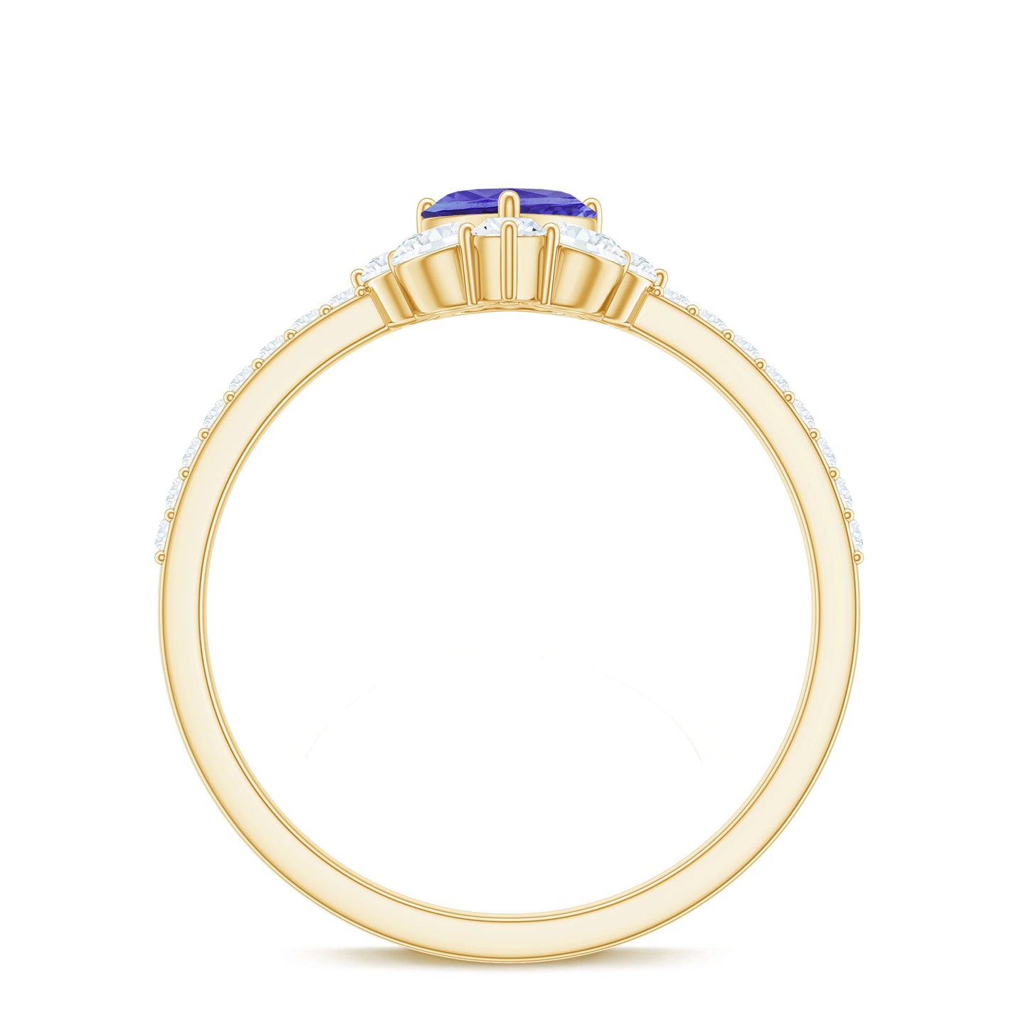 Natural Tanzanite Diamond Heart Promise Ring for Engagement