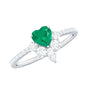 Natural Emerald Heart Promise Ring with Diamond