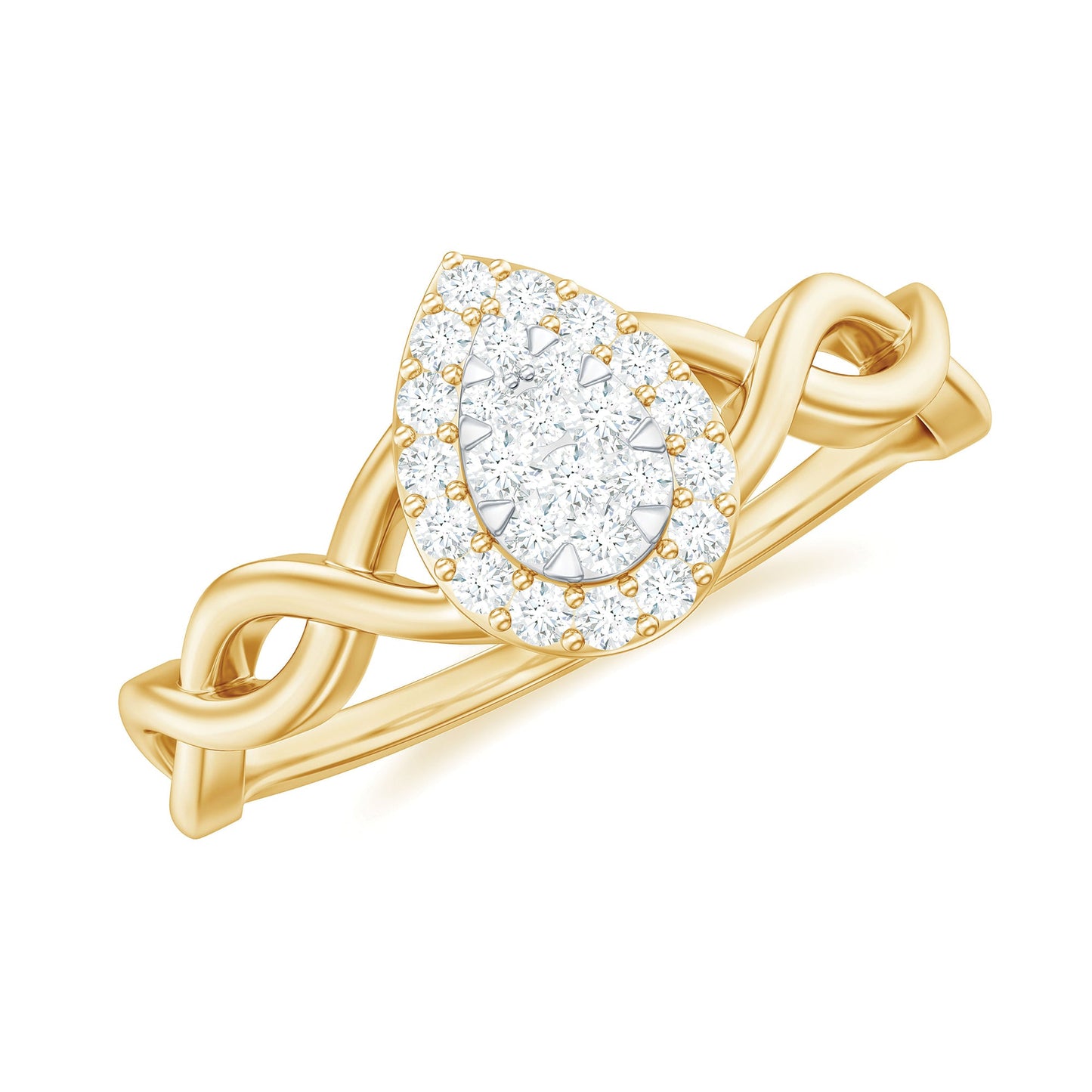 Illusion Set Round Moissanite Crossover Halo Engagement Ring
