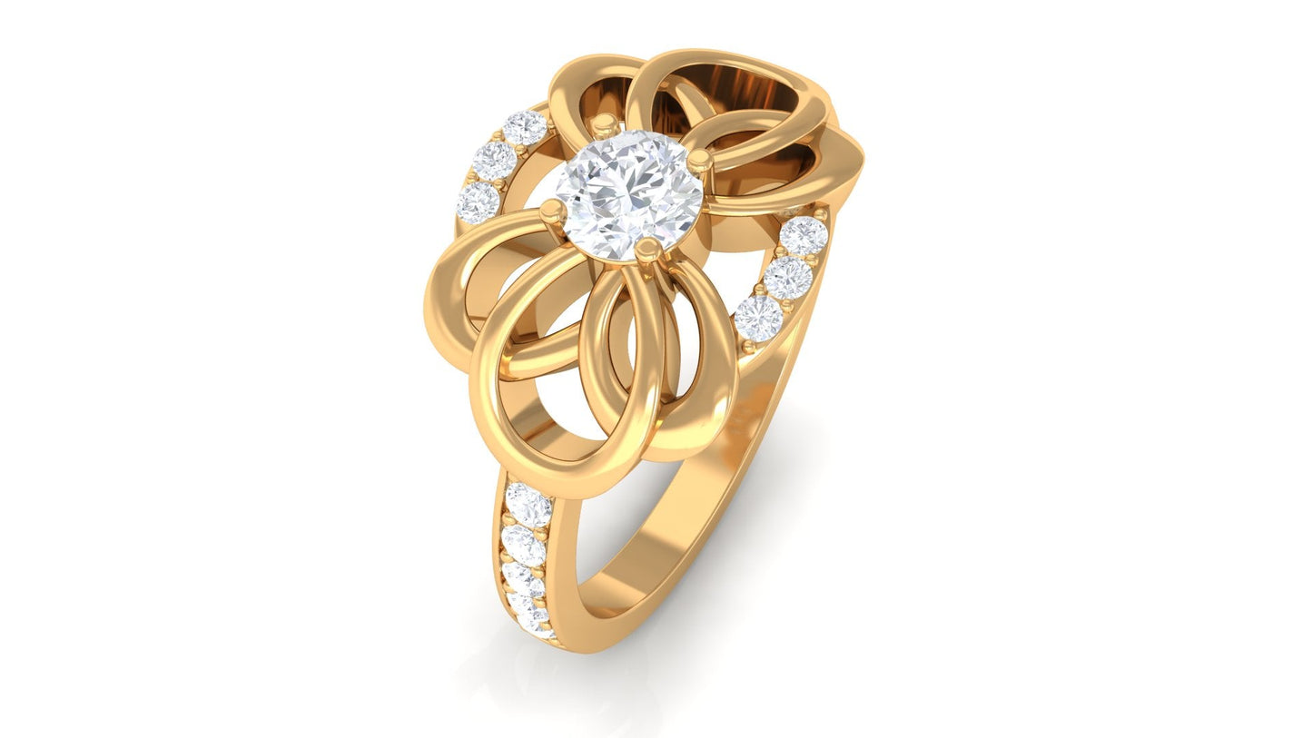 Nature Inspired Real Diamond Engagement Ring for Women