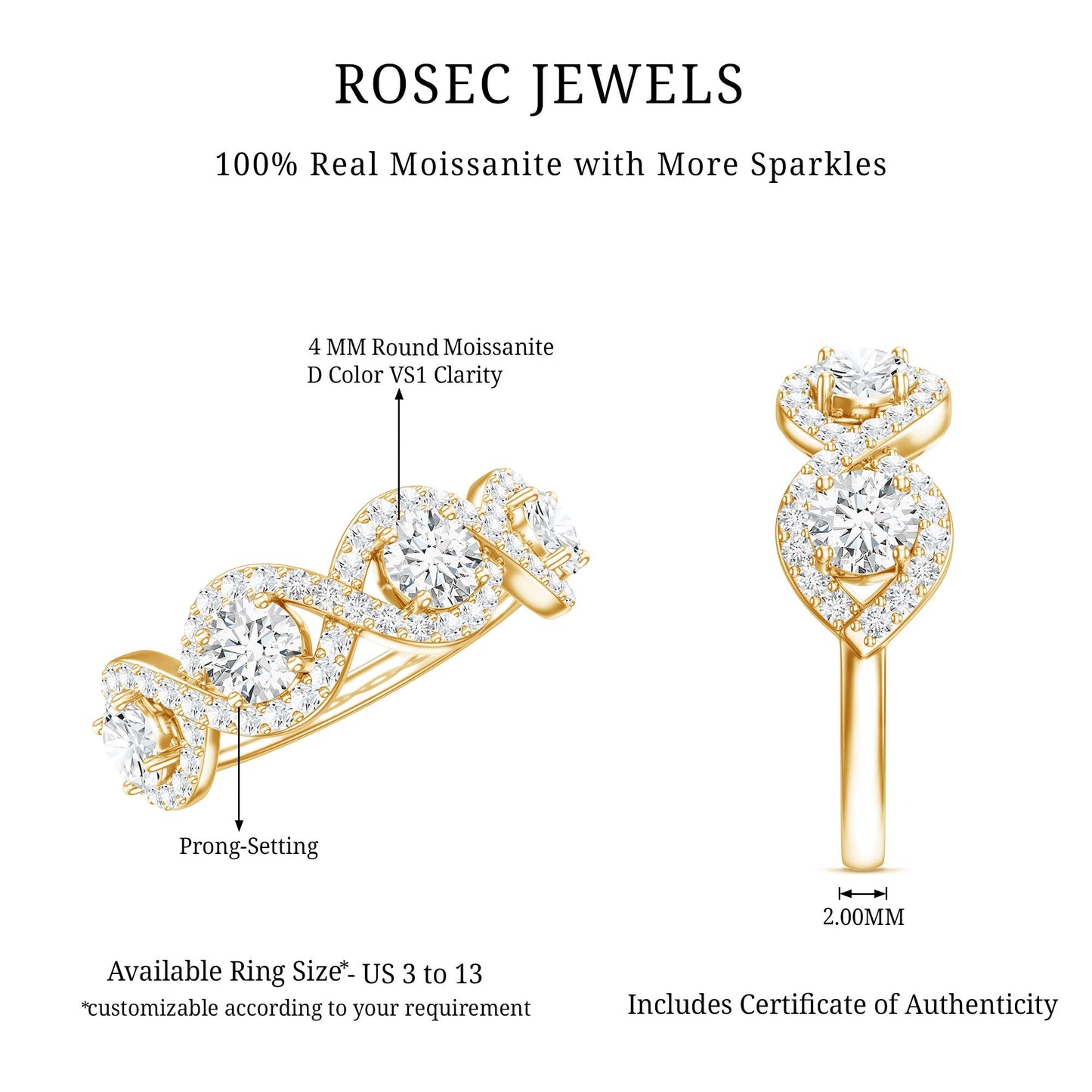 Round Moissanite Infinity Wedding Band Ring