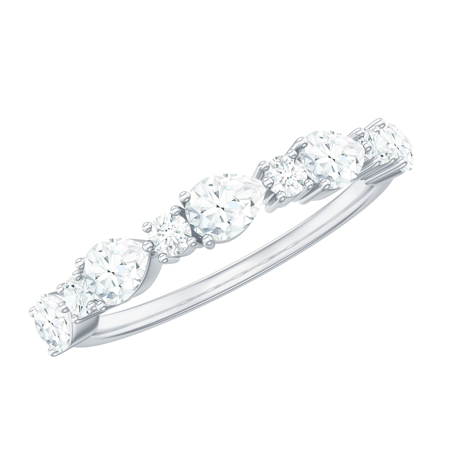 Certified Moissanite Half Eternity Stackable Ring for Women