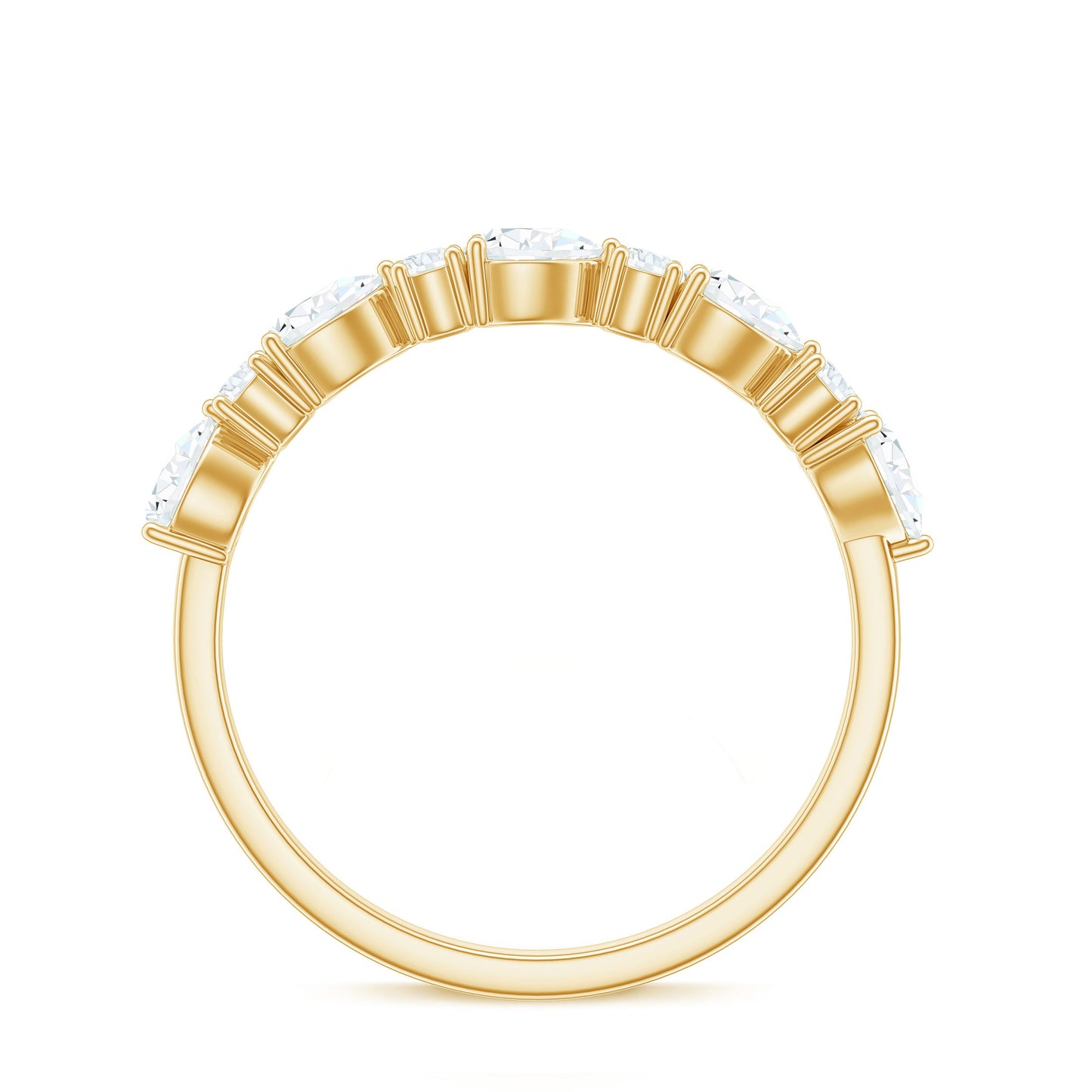 Certified Moissanite Half Eternity Stackable Ring for Women