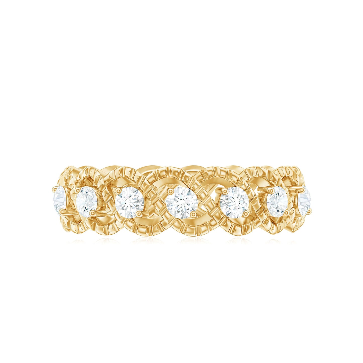 Round Moissanite Twisted Half Eternity Wedding Band