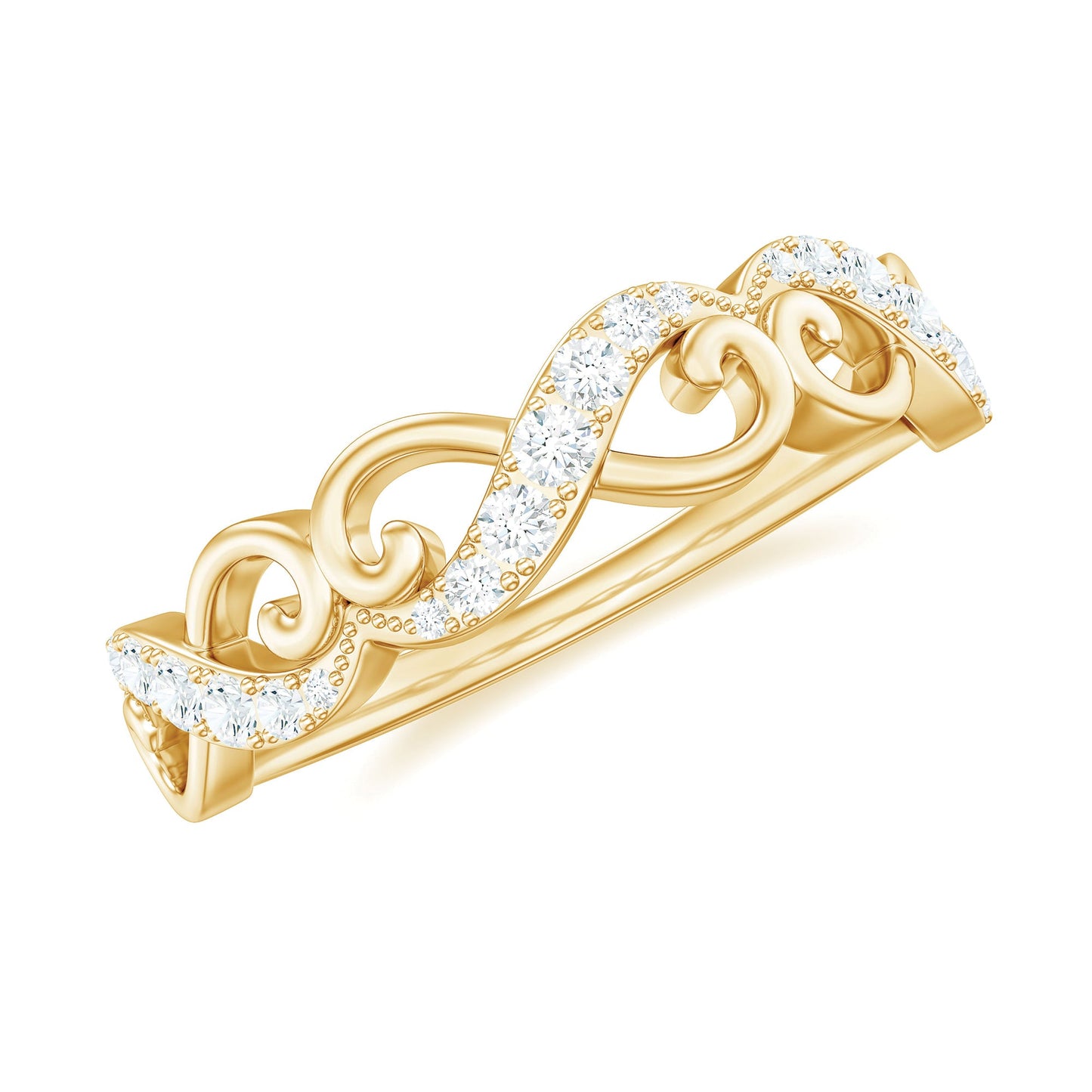 Vintage Inspired Moissanite Infinity Wedding Band Ring