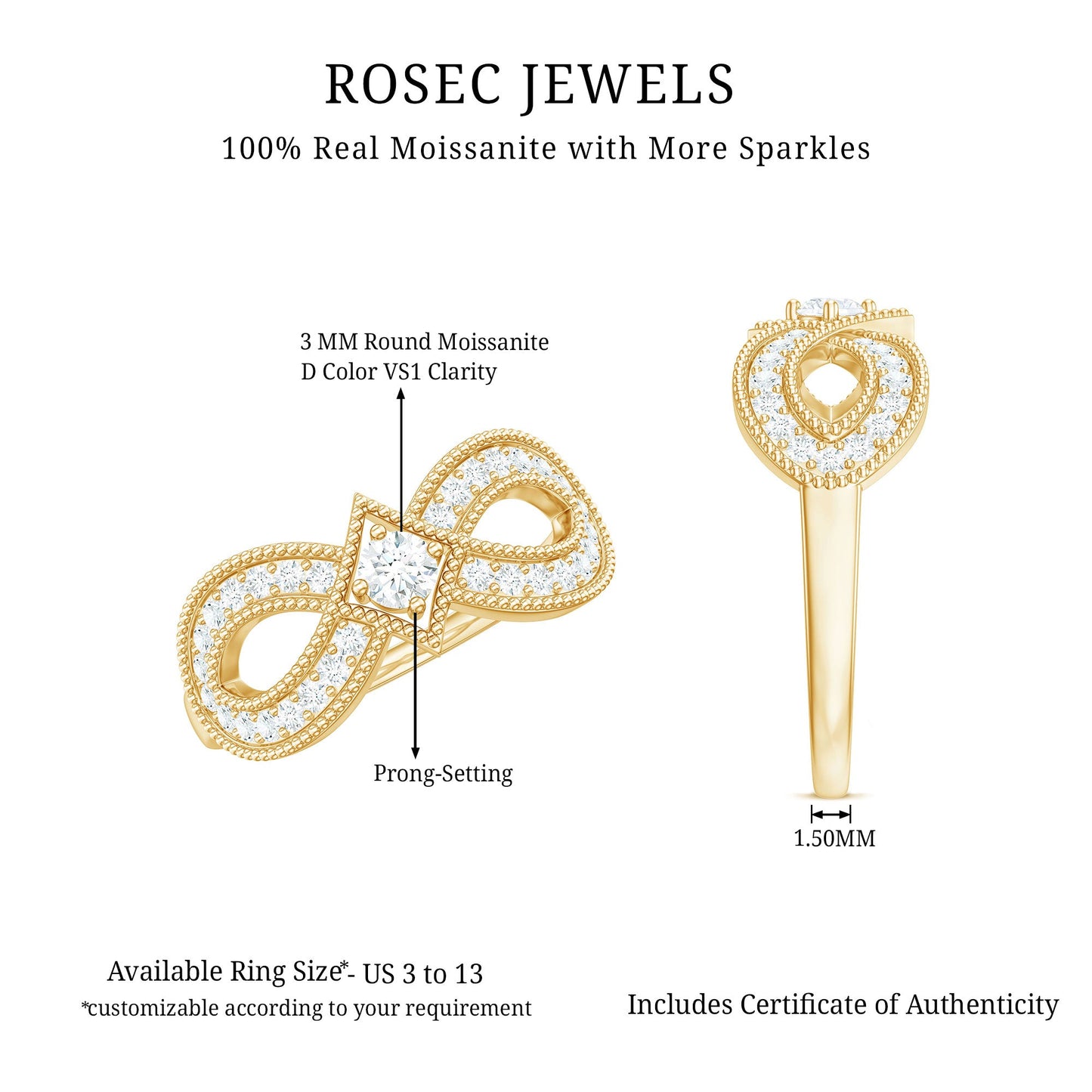 Vintage Inspired Moissanite Infinity Engagement Ring