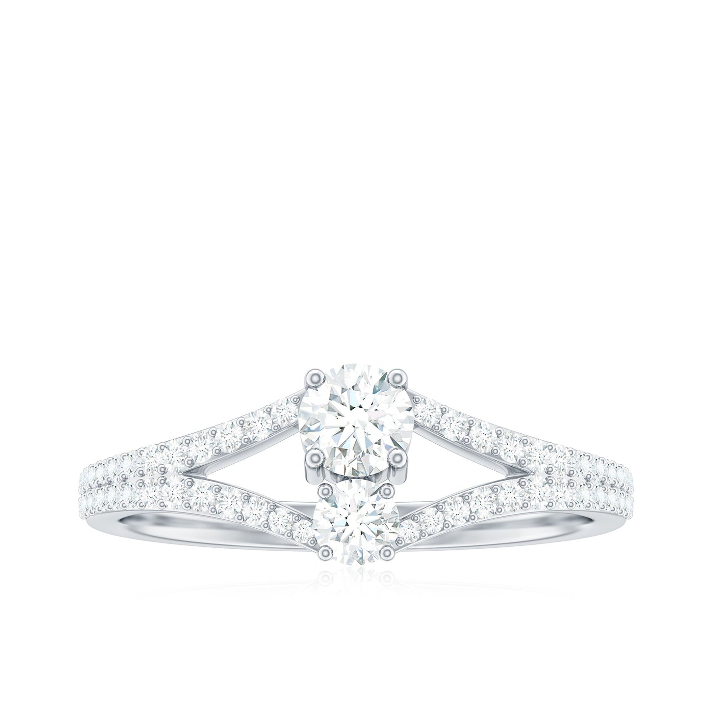 Moissanite Toi et Moi Engagement Ring with Split Shank