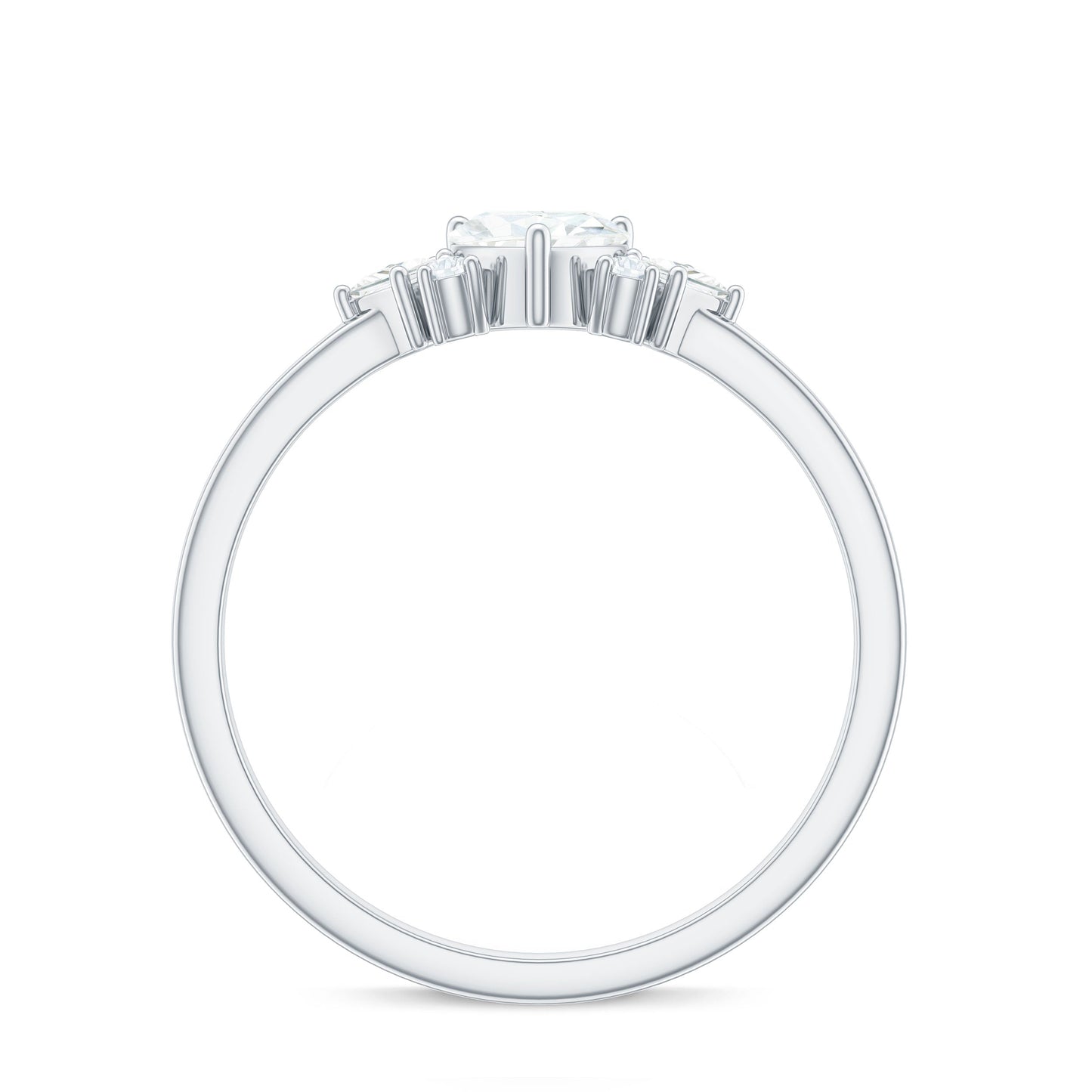 Heart Shape Moissanite Engagement Ring with Cluster Stones
