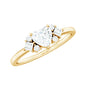 Heart Shape Moissanite Engagement Ring with Cluster Stones