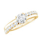 Round Cut Moissanite Engagement Ring with Side Stones