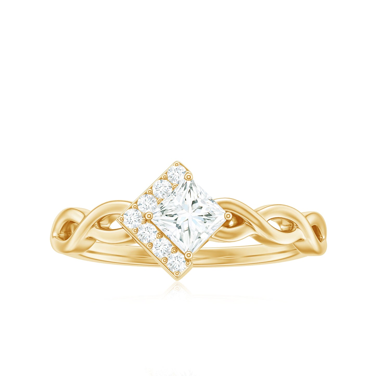 Princess Cut Moissanite Infinity Promise Ring with Half Halo