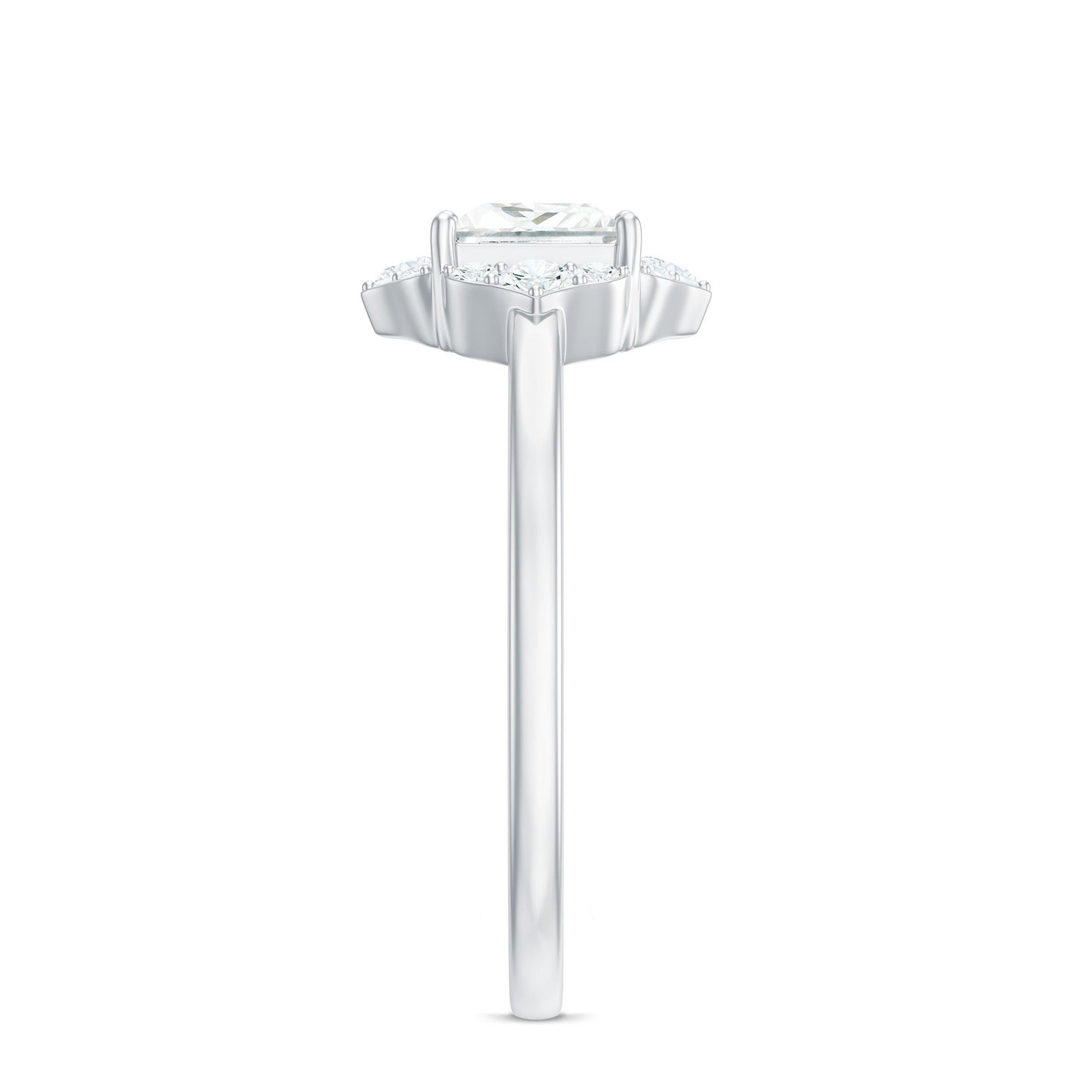 Princess Cut Moissanite Floral Engagement Ring for Women