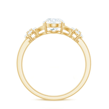 Oval Cut Moissanite Flower Engagement Ring in Split Shank