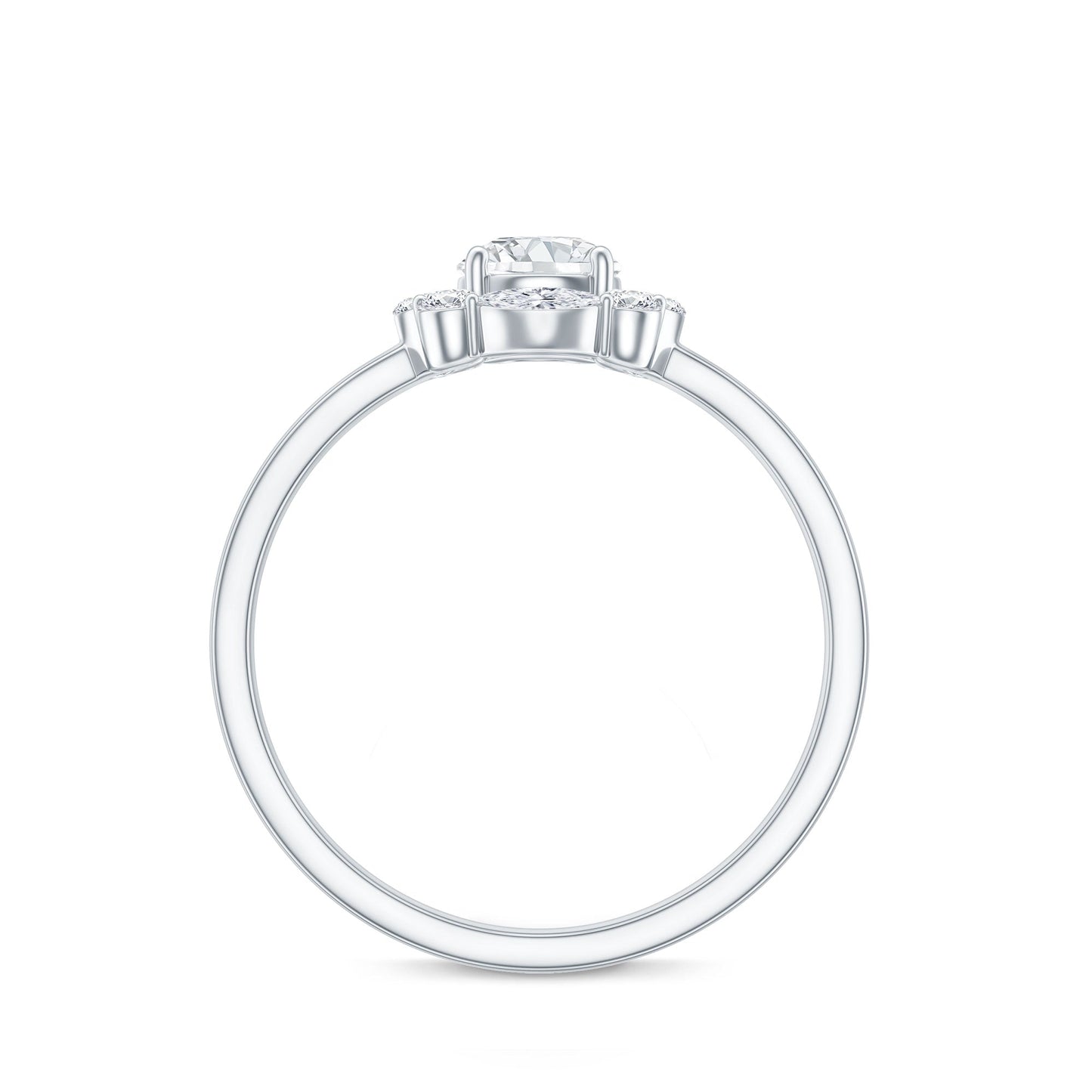 Round Moissanite Halo Engagement Ring for Women