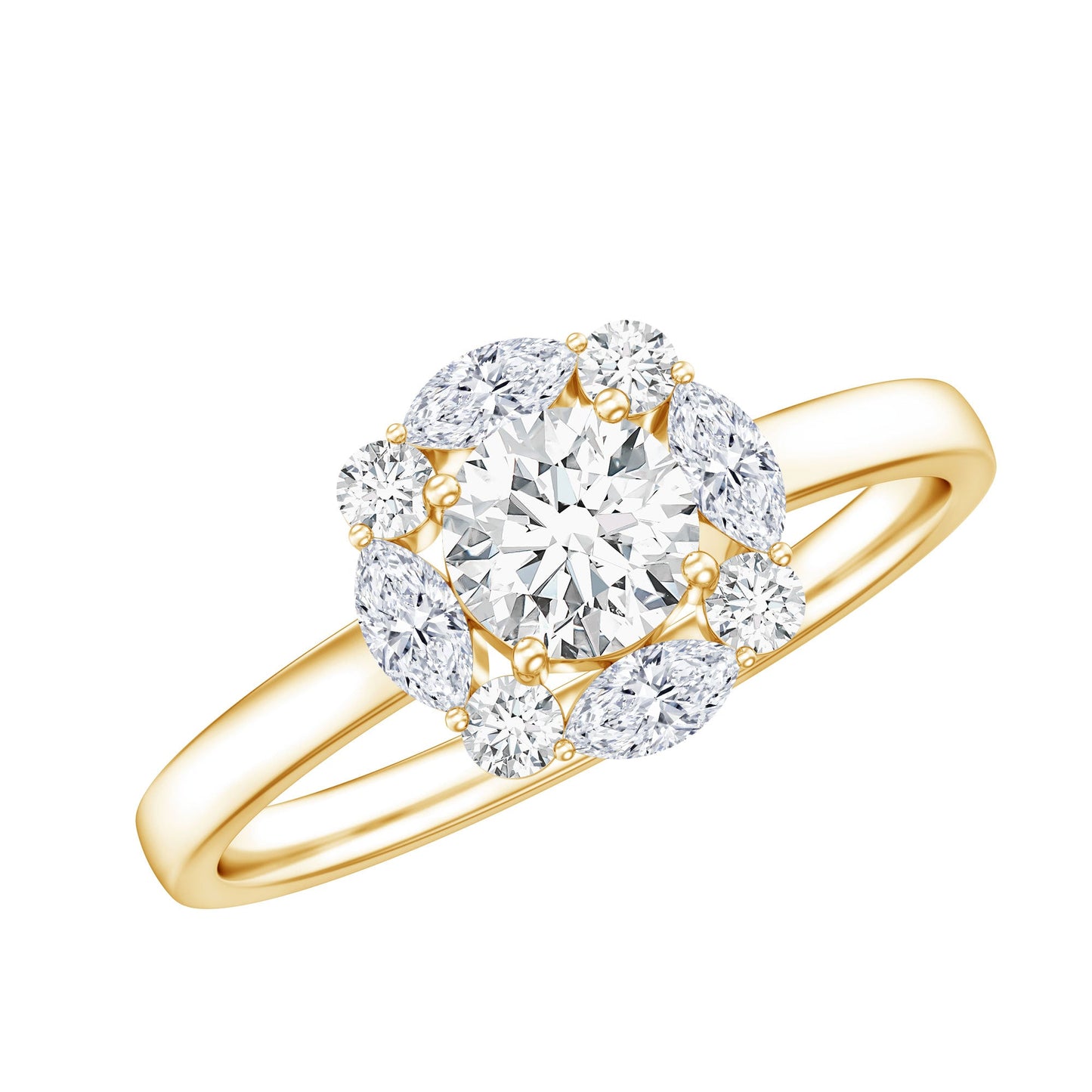 Round Moissanite Halo Engagement Ring for Women