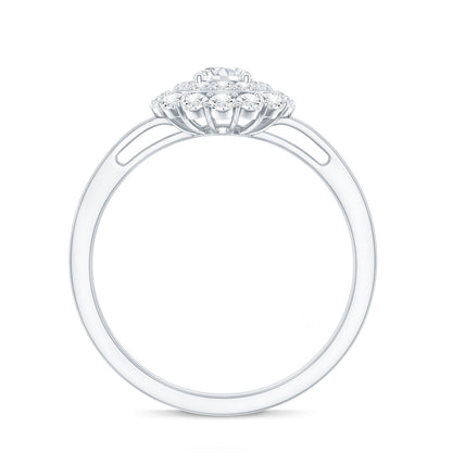 Certified Round Moissanite Double Halo Engagement Ring