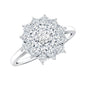 Womens Moissanite Flower Engagement Ring with Certificate