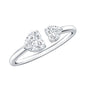 Heart Shape Moissanite Two Stone Cuff Ring
