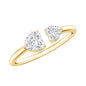Heart Shape Moissanite Two Stone Cuff Ring