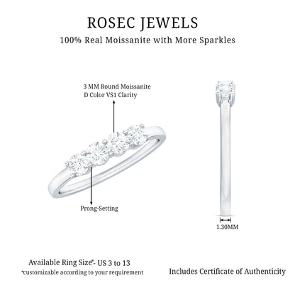 Certified Moissanite 4 Stone Stackable Anniversary Ring