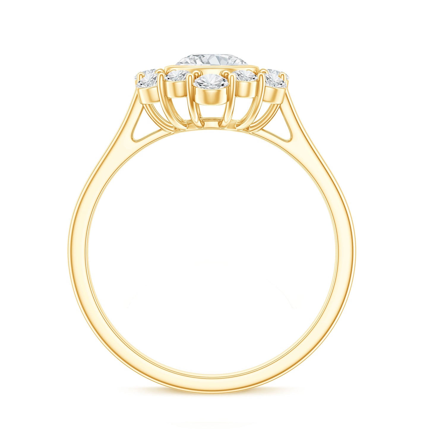 Round Moissanite Statement Engagement Ring with Halo