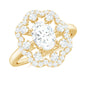 Oval Shaped Moissanite Flower Engagement Ring