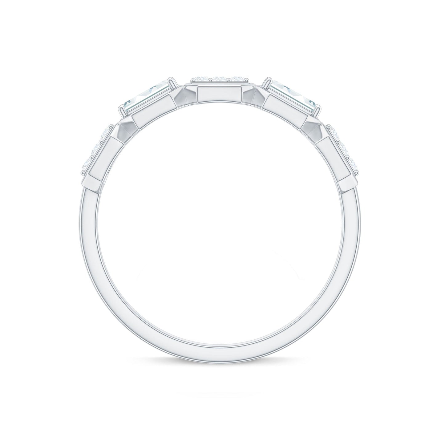 Certified Moissanite Geometric Half Eternity Ring