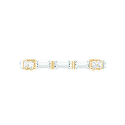 Baguette Cut Moissanite Minimalist Half Eternity Ring