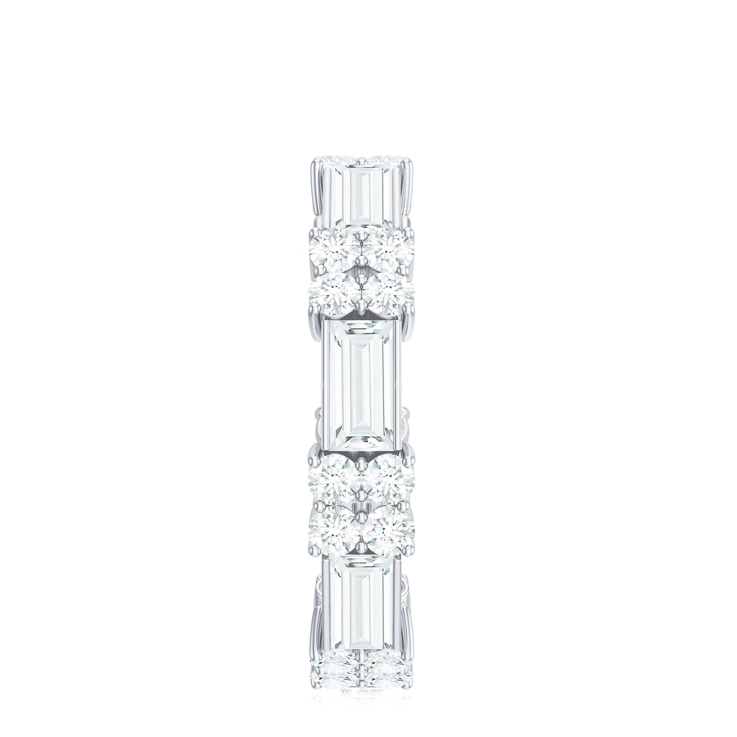 Moissanite Round and Baguette Wedding Band