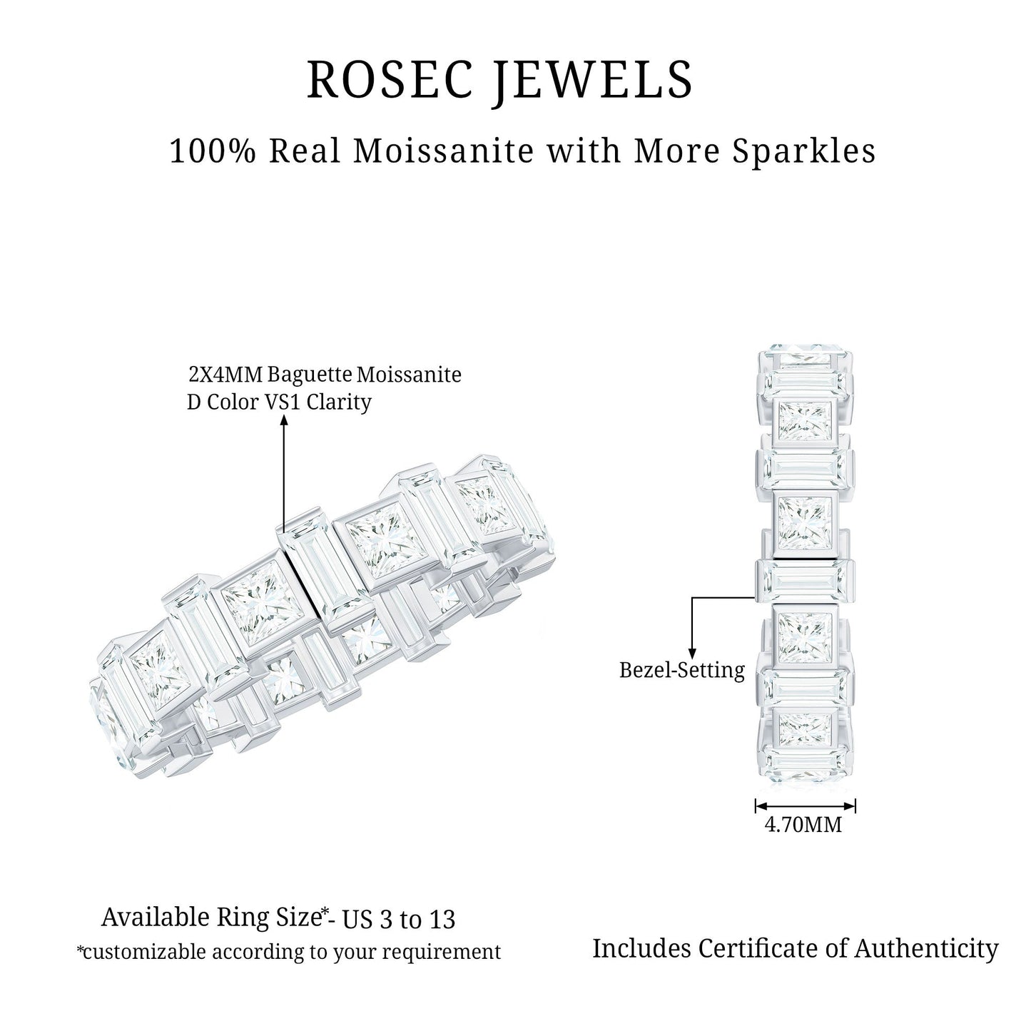 Princess Cut Moissanite Full Eternity Band for Women