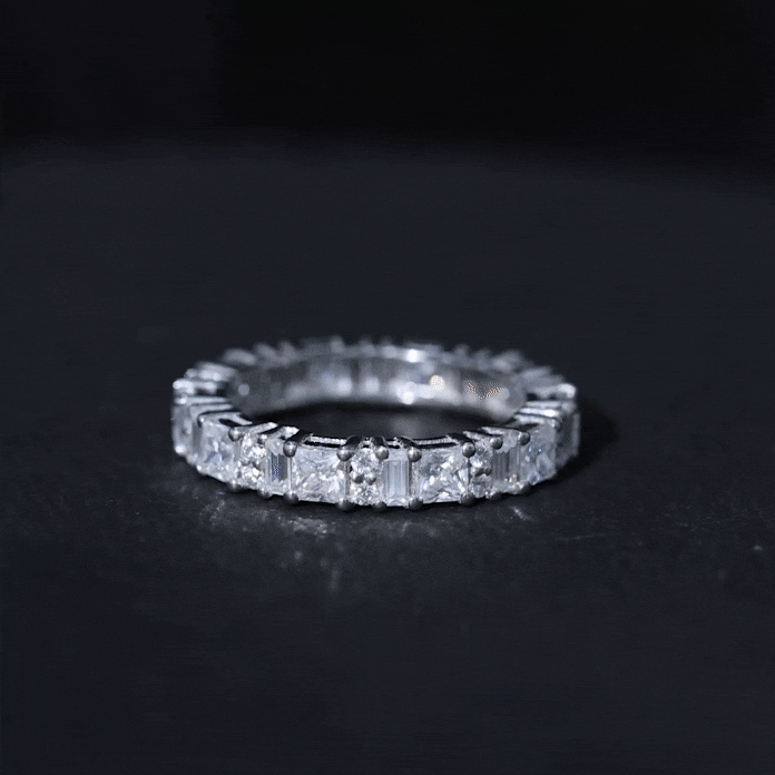 Certified Moissanite Half Eternity Wedding Band for Women