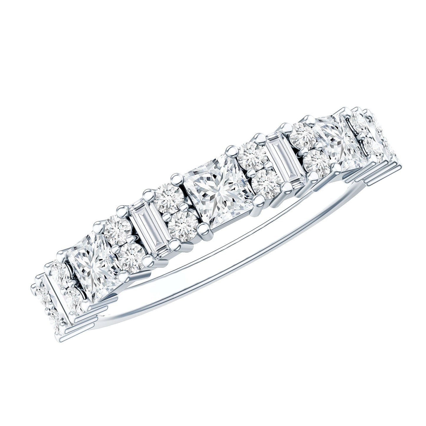 Certified Moissanite Half Eternity Wedding Band for Women