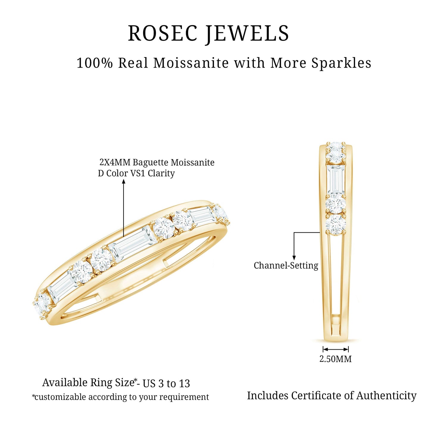 Moissanite Half Eternity Stackable Band Ring