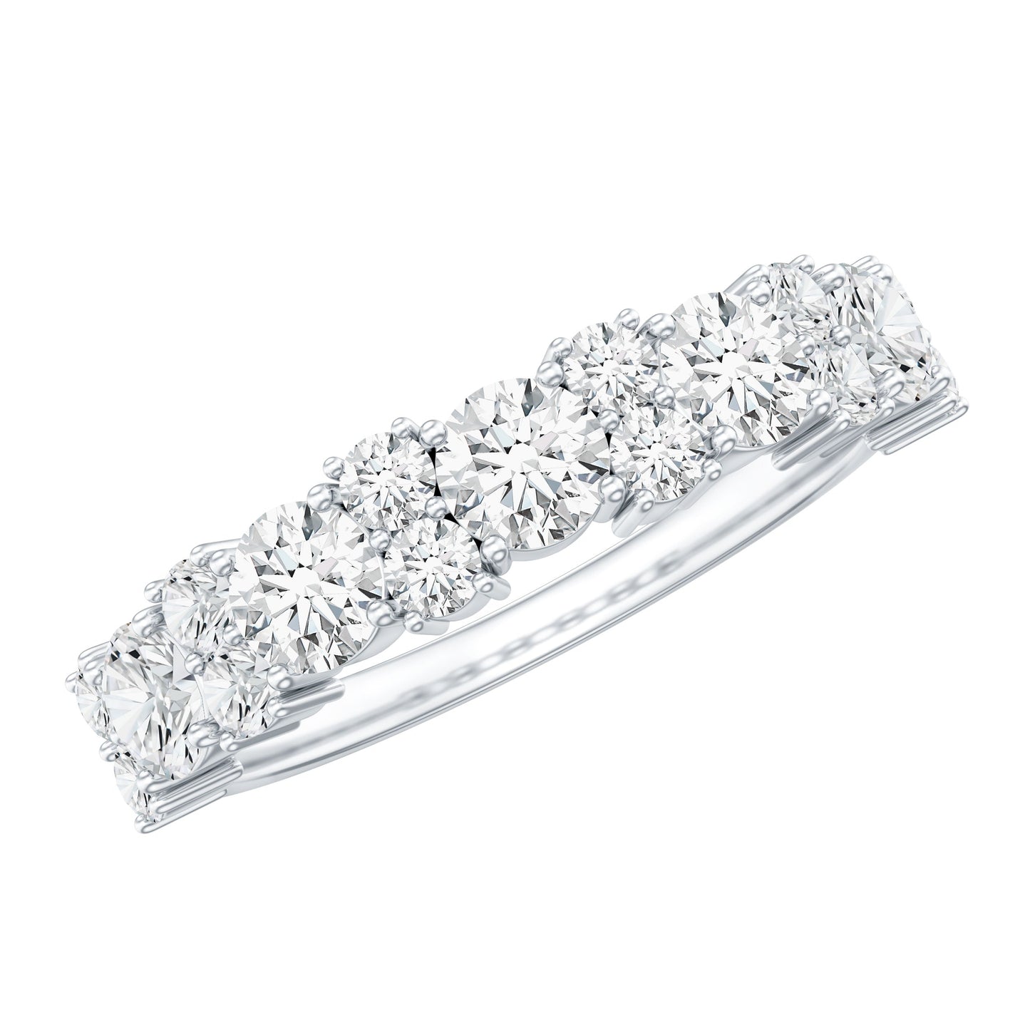 Moissanite Half Eternity Wedding Band with Certificate