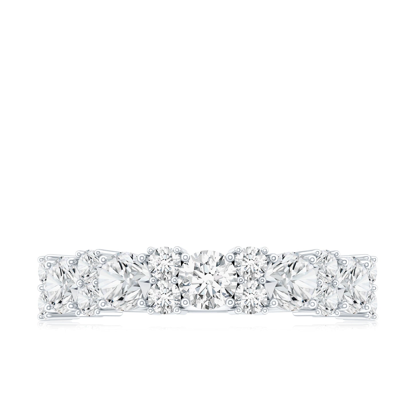 Moissanite Half Eternity Wedding Band with Certificate