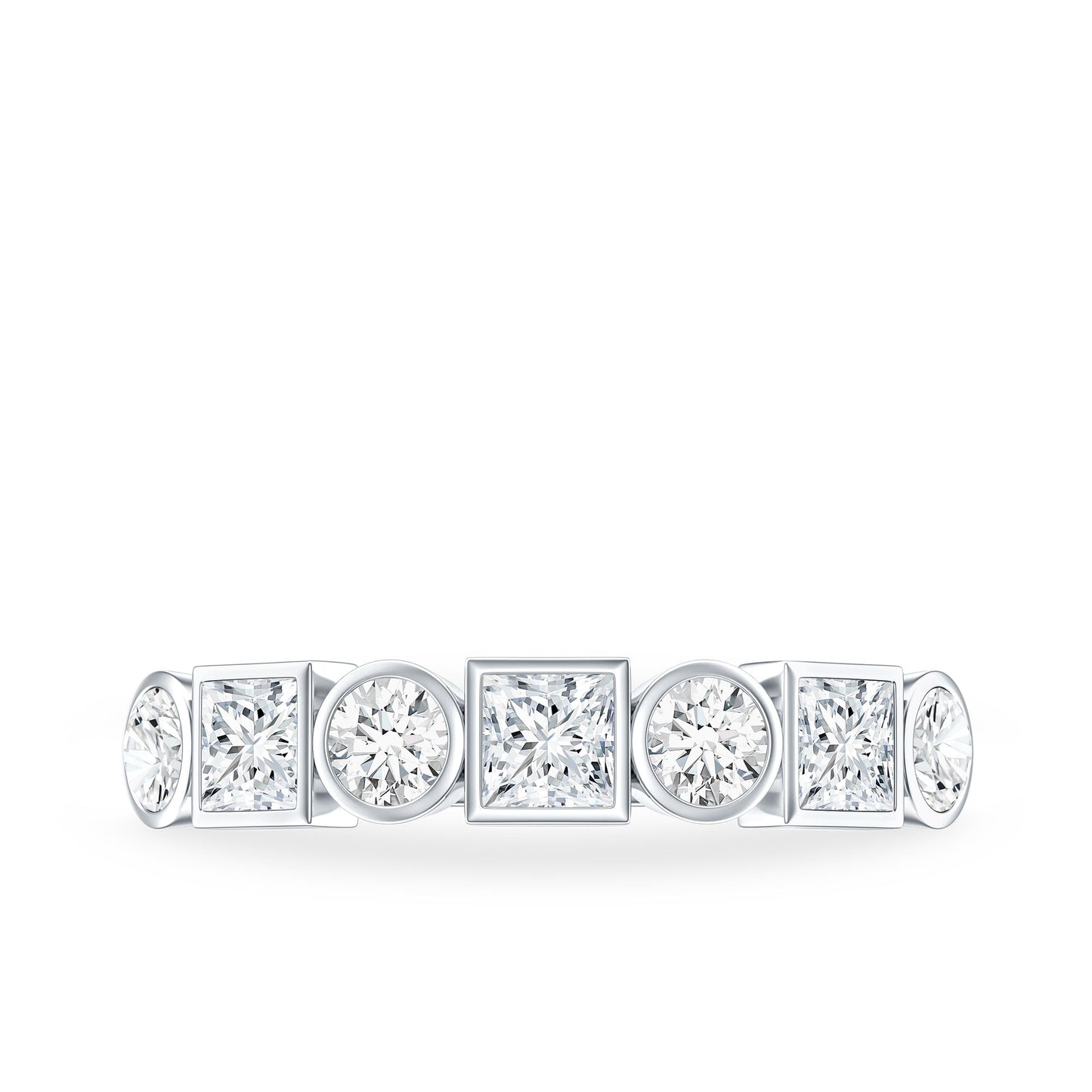 Alternate Bezel Set Moissanite Half Eternity Band Ring