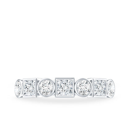 Alternate Bezel Set Moissanite Half Eternity Band Ring