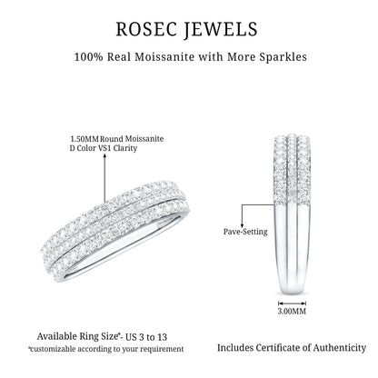 Round Cut Certified Moissanite Wedding Band