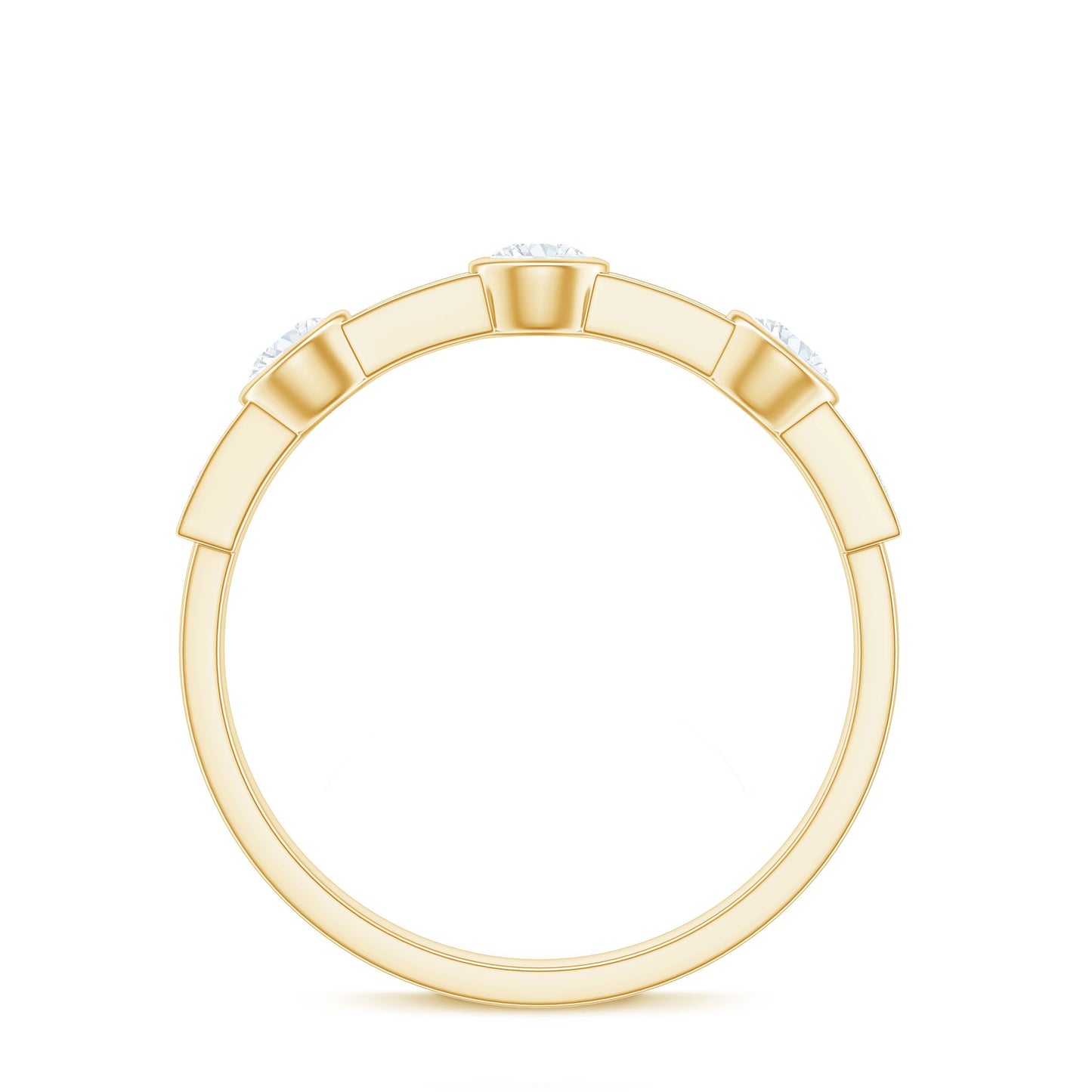 Certified Moissanite Semi Eternity Wedding Band Ring