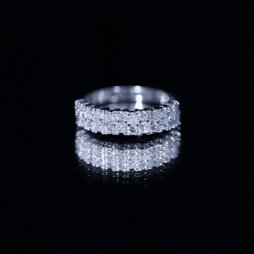 Double Row Moissanite Eternity Wedding Band