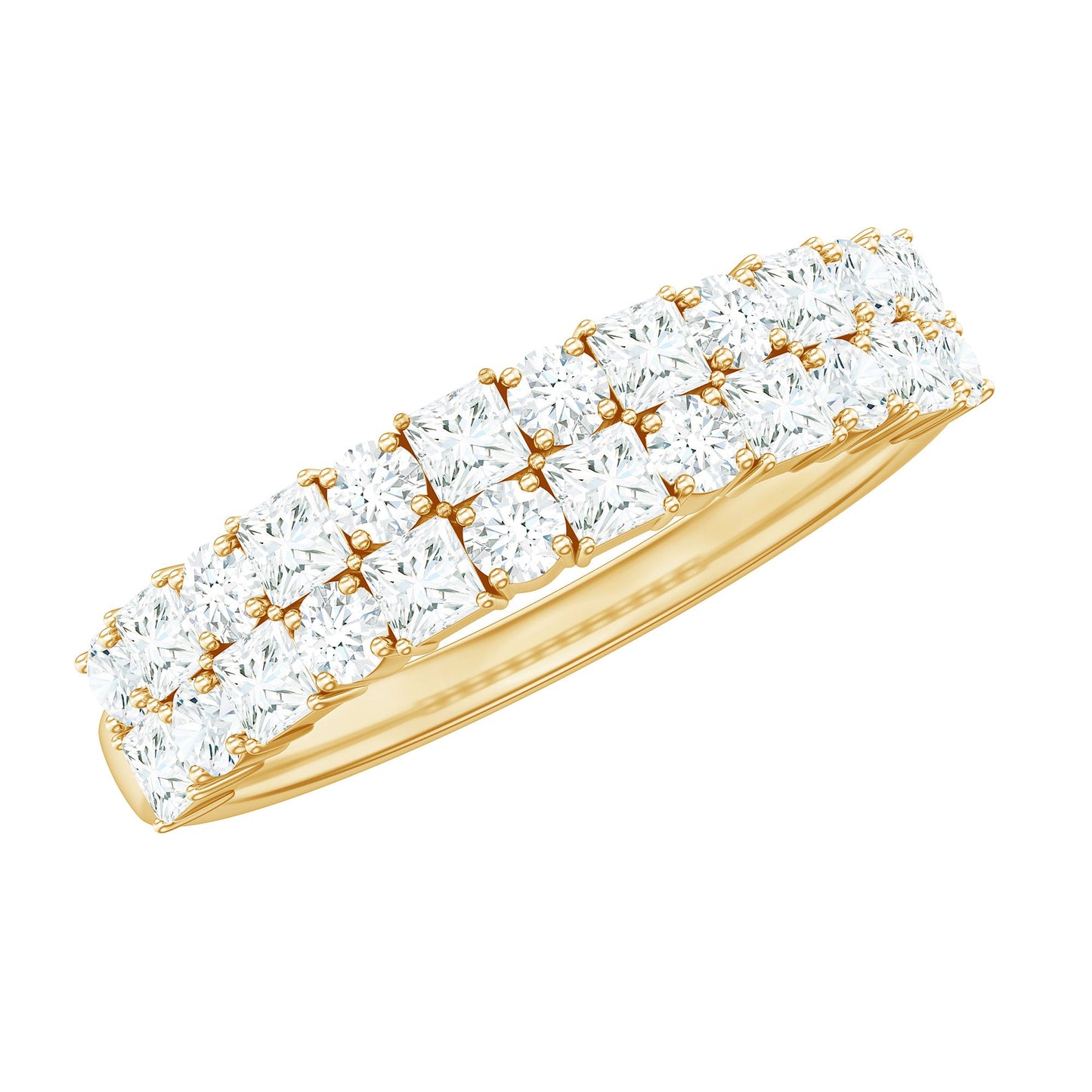 Double Row Moissanite Eternity Wedding Band