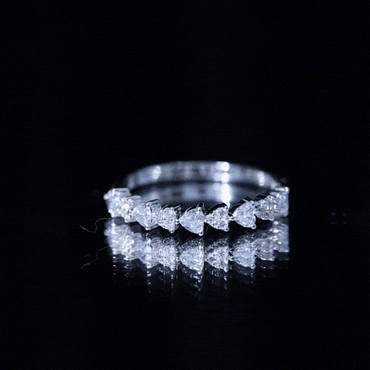 Heart Shaped Moissanite Half Eternity Band Ring