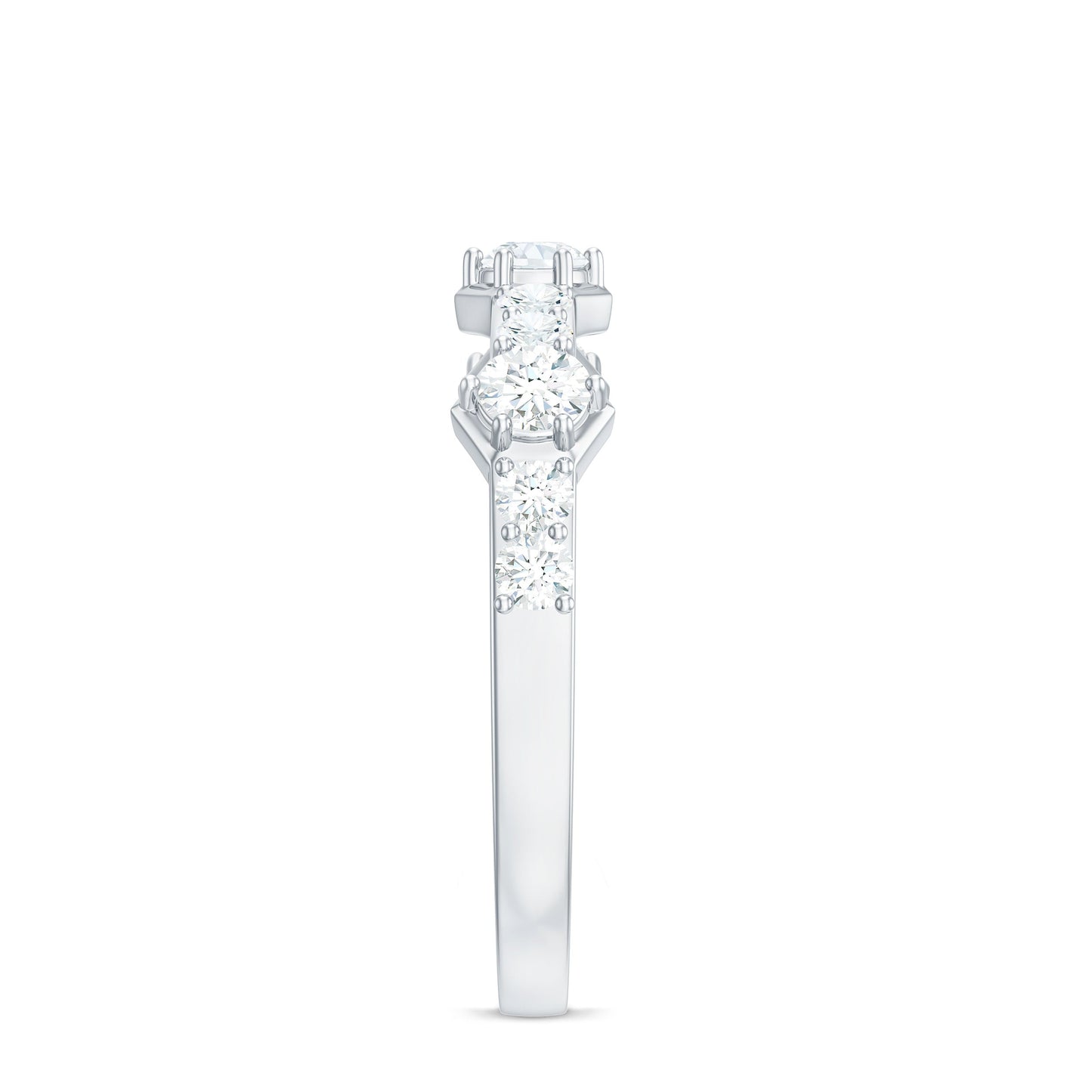 Round Cut Moissanite Half Eternity Band Ring