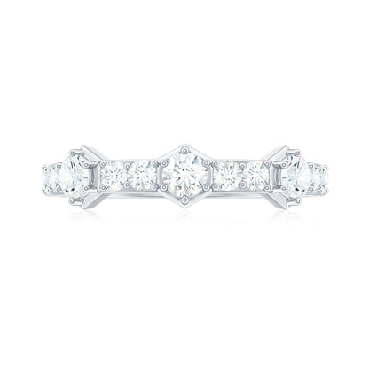 Round Cut Moissanite Half Eternity Band Ring