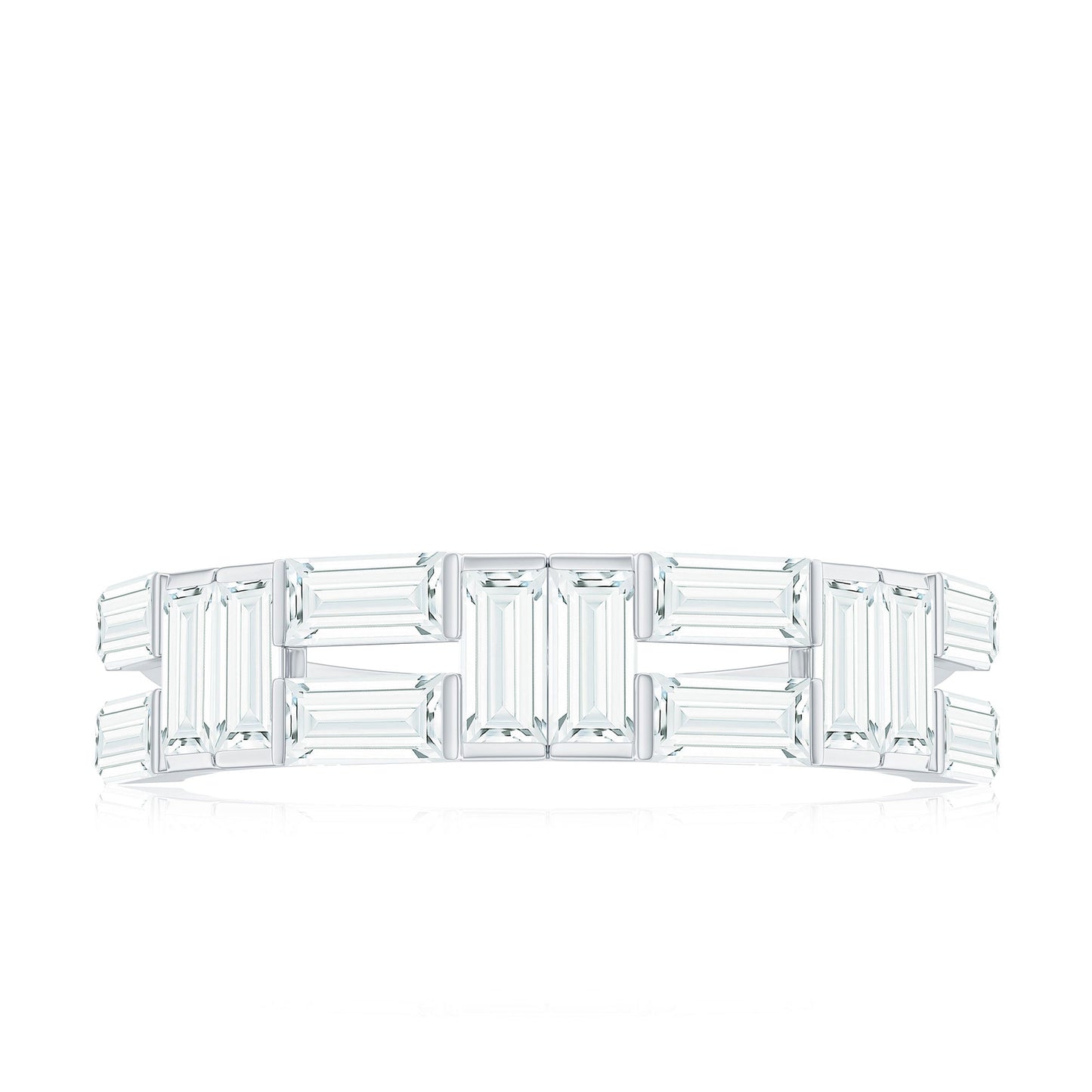 Bar Set Moissanite Baguette Wedding Band Ring