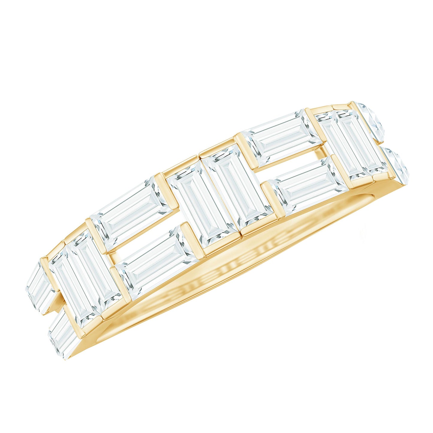 Bar Set Moissanite Baguette Wedding Band Ring