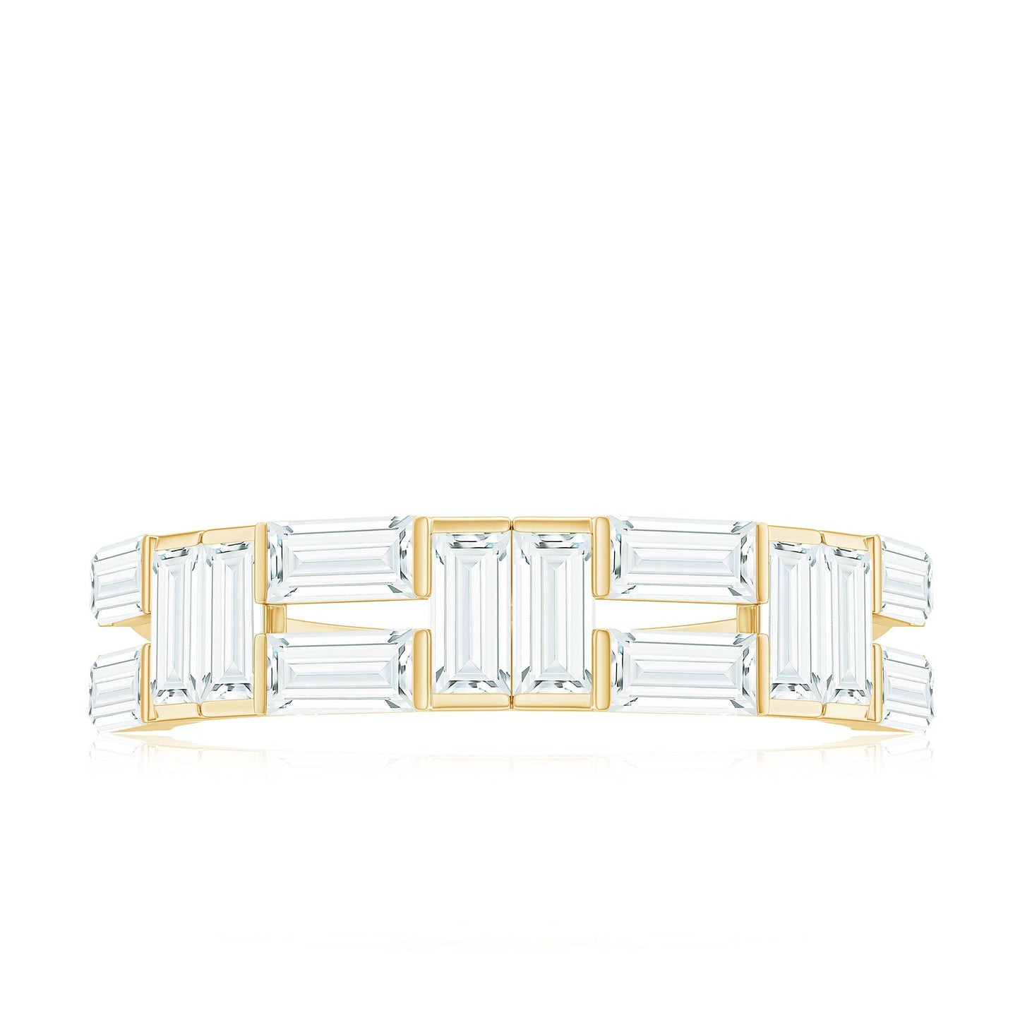 Bar Set Moissanite Baguette Wedding Band Ring