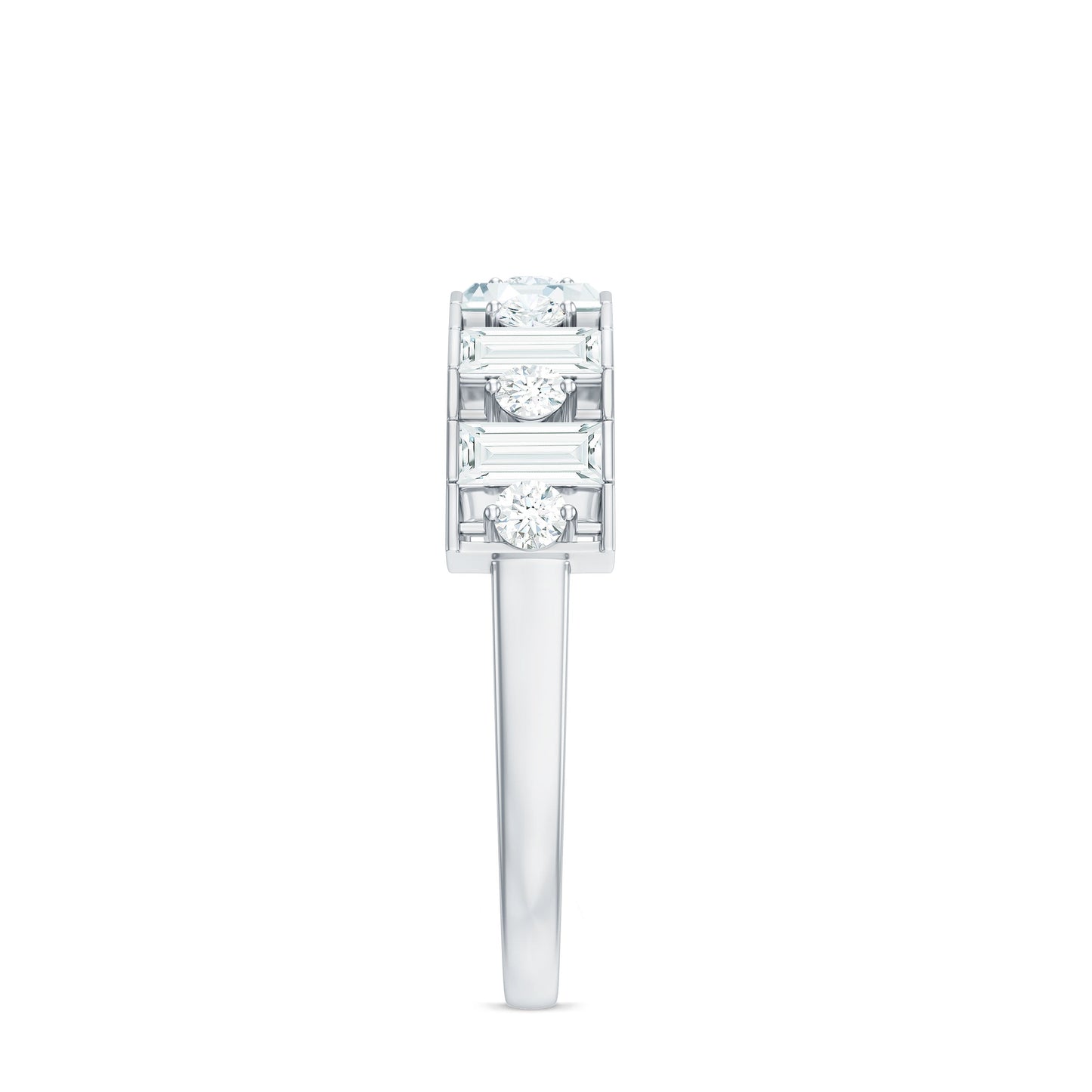 Baguette and Round Cut Moissanite Stackable Eternity Band
