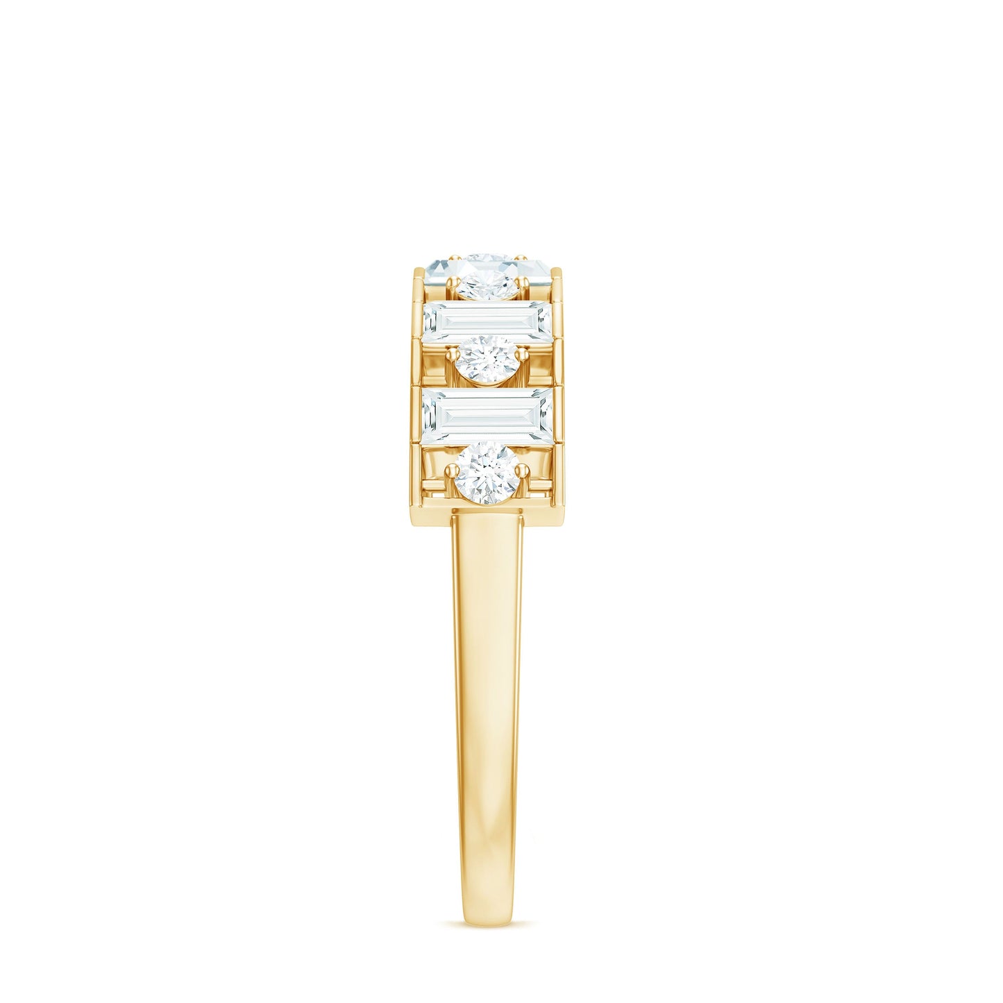 Baguette and Round Cut Moissanite Stackable Eternity Band