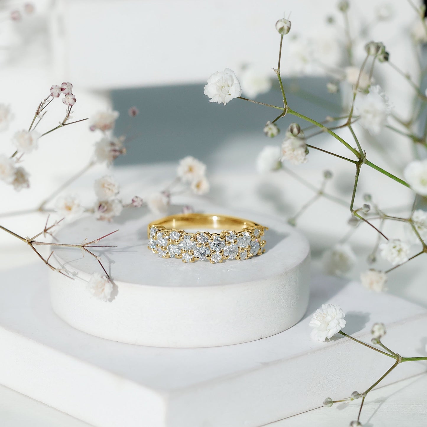 Cluster Moissanite Half Eternity Wedding Band For Her